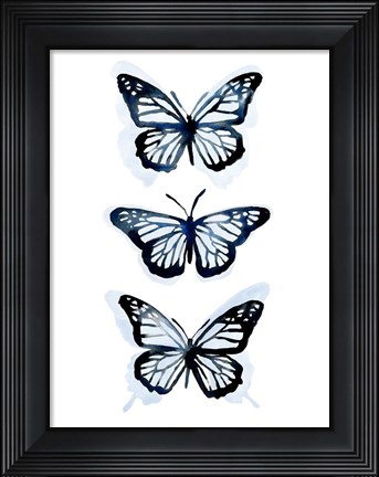 Framed Blue Butterfly Trio I Print