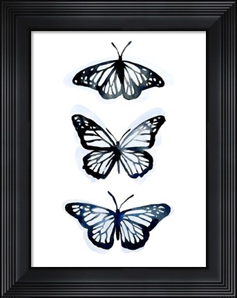 Framed Blue Butterfly Trio II Print