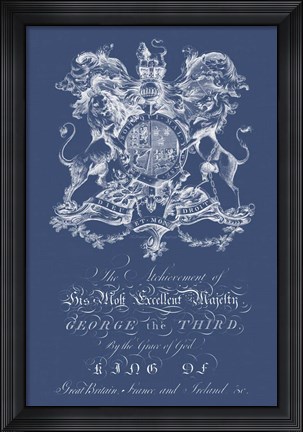 Framed Heraldry on Navy I Print