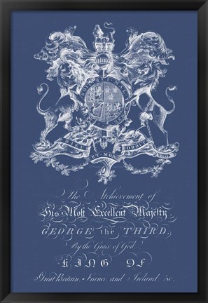Framed Heraldry on Navy I Print