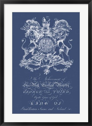 Framed Heraldry on Navy I Print