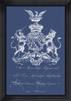 Framed Heraldry on Navy II Print