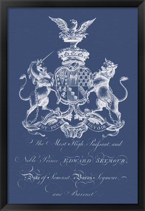 Framed Heraldry on Navy II Print