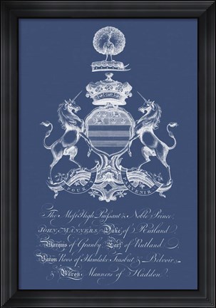 Framed Heraldry on Navy III Print