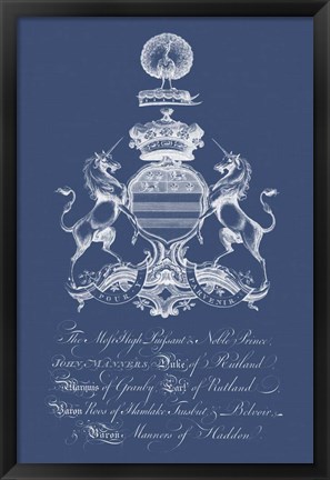 Framed Heraldry on Navy III Print