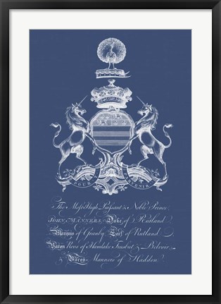 Framed Heraldry on Navy III Print