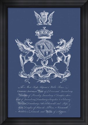Framed Heraldry on Navy IV Print