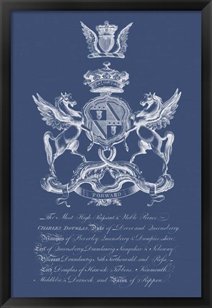 Framed Heraldry on Navy IV Print