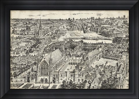 Framed Bird&#39;s Eye View of London - Ely Place Print