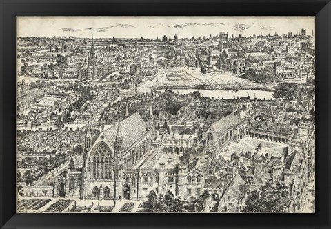 Framed Bird&#39;s Eye View of London - Ely Place Print