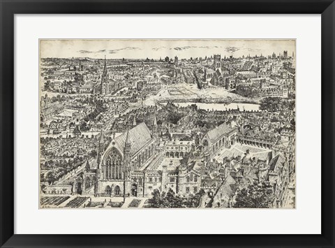 Framed Bird&#39;s Eye View of London - Ely Place Print