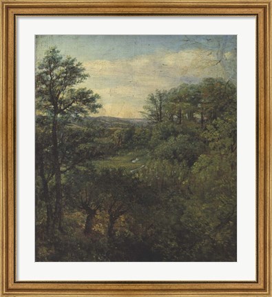 Framed Valley Scene with Trees Print