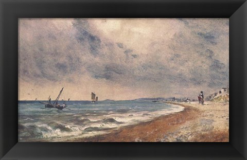 Framed Hove Beach with Fishing Boats Print