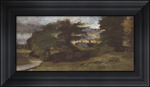 Framed Landscape with Cottages Print