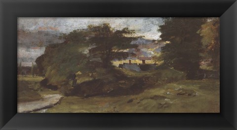 Framed Landscape with Cottages Print