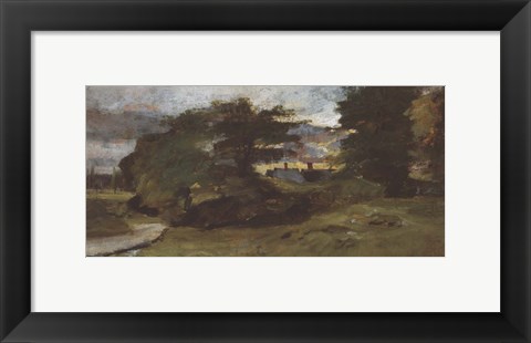 Framed Landscape with Cottages Print