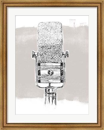Framed Monochrome Microphone I Print