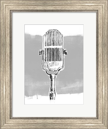 Framed Monochrome Microphone II Print