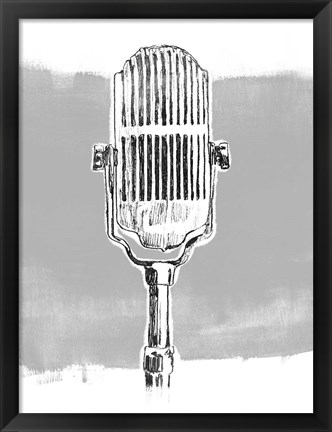 Framed Monochrome Microphone II Print