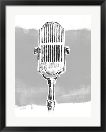 Framed Monochrome Microphone II Print