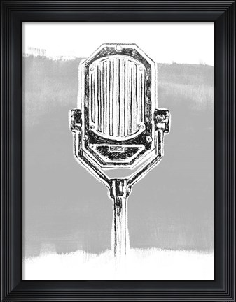 Framed Monochrome Microphone III Print