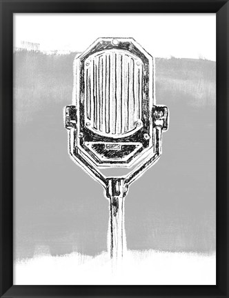 Framed Monochrome Microphone III Print