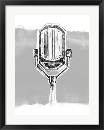 Framed Monochrome Microphone III Print