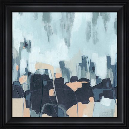 Framed Abstracted Indigo Skyline I Print