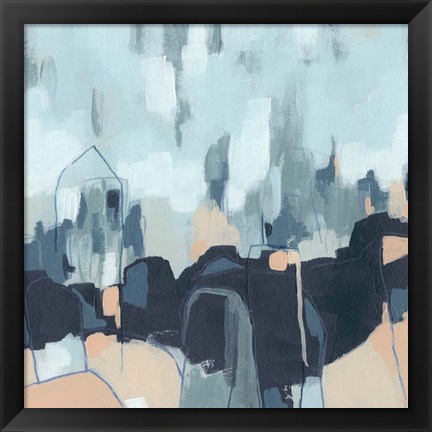 Framed Abstracted Indigo Skyline II Print