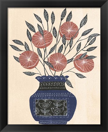 Framed Vase of Flowers I Print