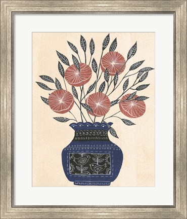 Framed Vase of Flowers I Print