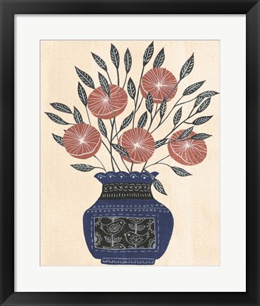 Framed Vase of Flowers I Print