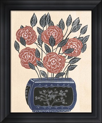 Framed Vase of Flowers II Print