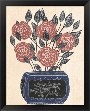 Framed Vase of Flowers II Print