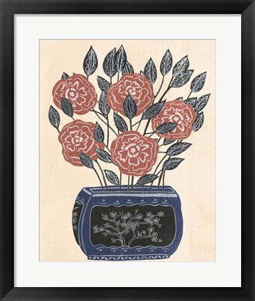 Framed Vase of Flowers II Print