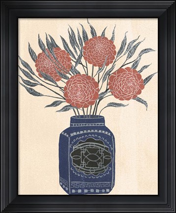 Framed Vase of Flowers IV Print