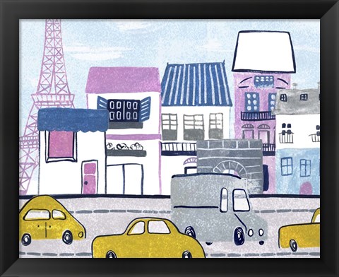 Framed Bonjour Paris I Print