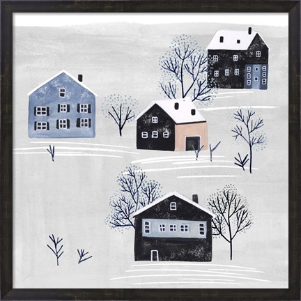 Framed Snowy Village I Print