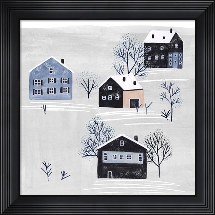 Framed Snowy Village I Print