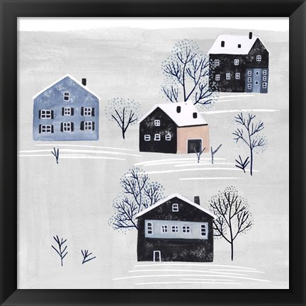 Framed Snowy Village I Print