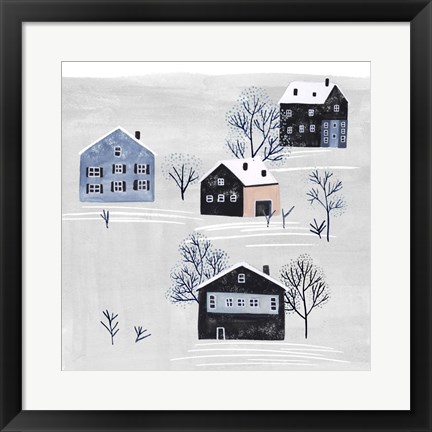 Framed Snowy Village I Print