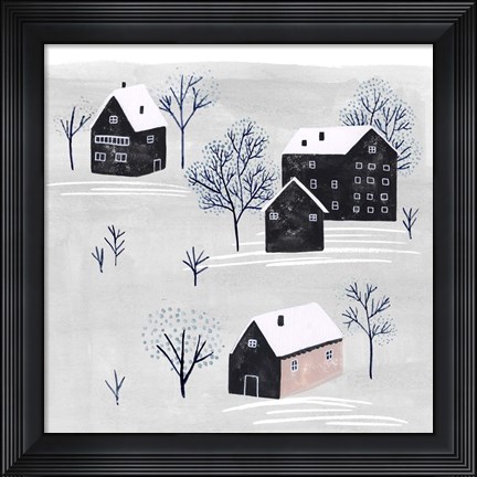 Framed Snowy Village II Print
