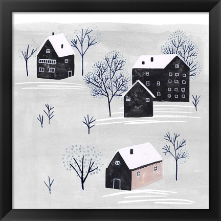 Framed Snowy Village II Print