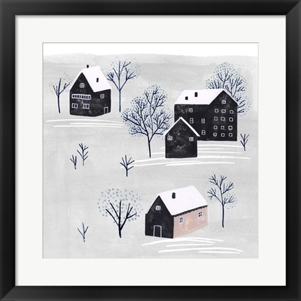 Framed Snowy Village II Print