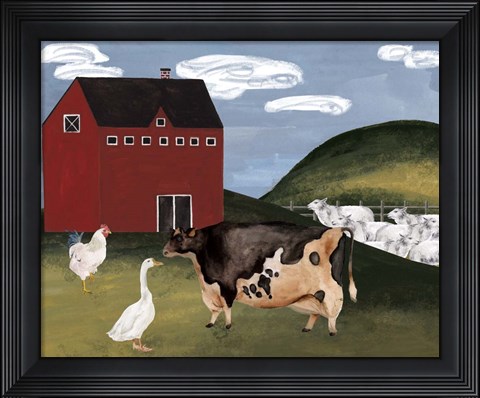 Framed Red Cottage I Print