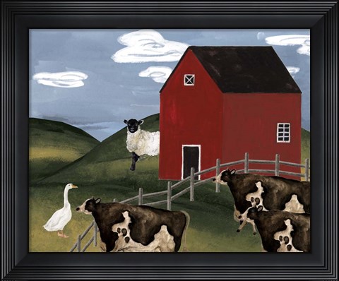 Framed Red Cottage II Print
