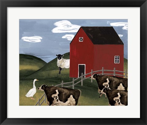 Framed Red Cottage II Print