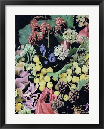 Framed Floral on Black II Print