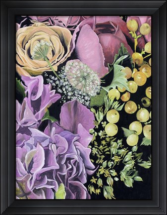 Framed Floral on Black III Print