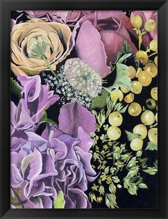 Framed Floral on Black III Print
